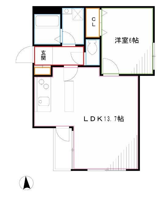 LAPIS三鷹(1LDK/3階)の間取り写真