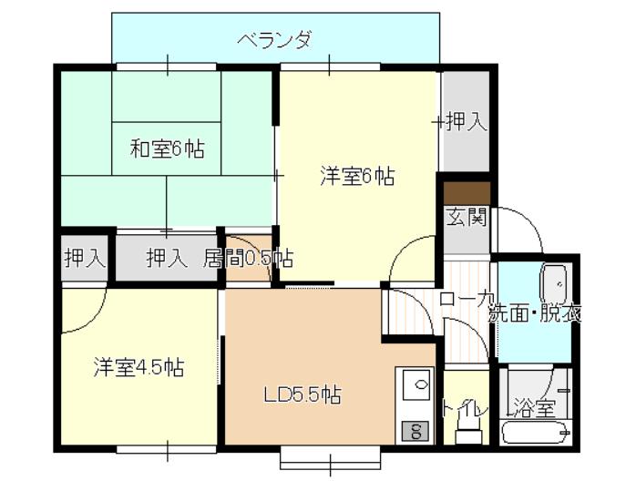 第二クリーンハウス(3DK/2階)の間取り写真