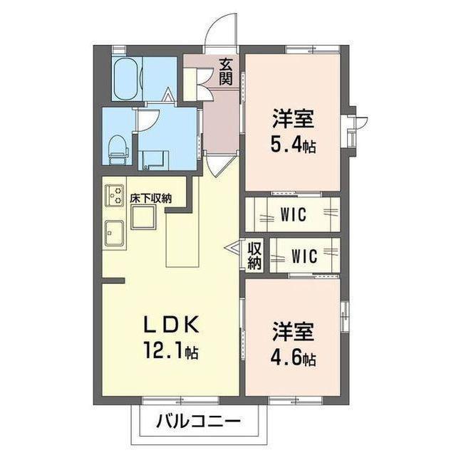 ルミエールII(2LDK/1階)の間取り写真