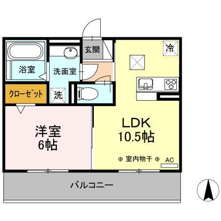 メリーモナーク(1LDK/1階)の間取り写真