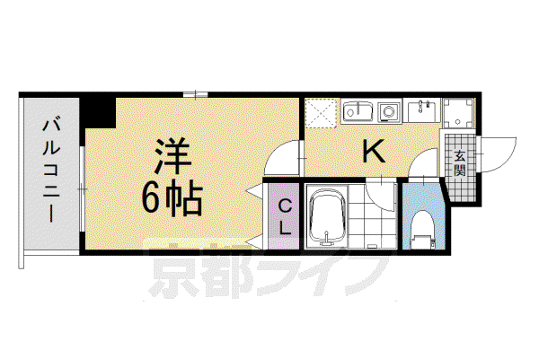 バインオーク イレブン(1K/6階)の間取り写真