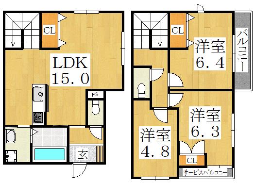 メゾン晴明丘(3LDK/1階)の間取り写真