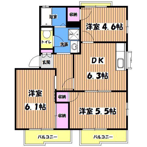 ガーデンハウスM(3DK/2階)の間取り写真