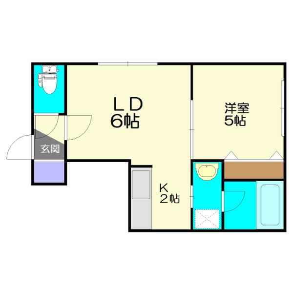 サウザンドファイン厚別(1LDK/2階)の間取り写真