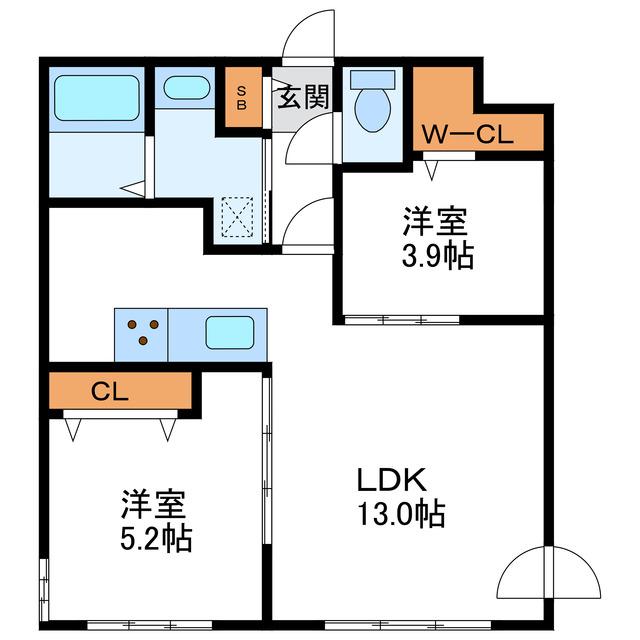 PRECIOUS KITA24 プレシャスキタ24(2LDK/2階)の間取り写真