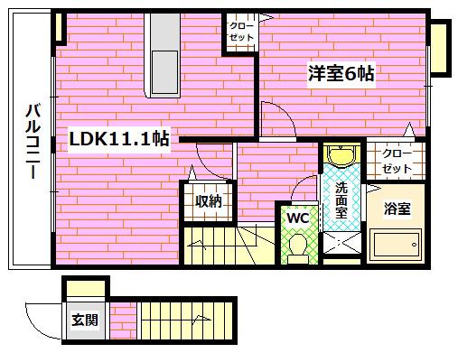PLACIDO PIAZZA(1LDK/2階)の間取り写真