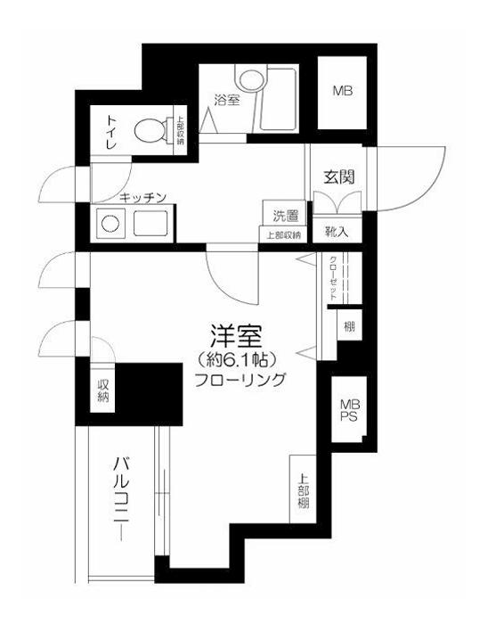 メインステージ日本橋箱崎II(1K/2階)の間取り写真