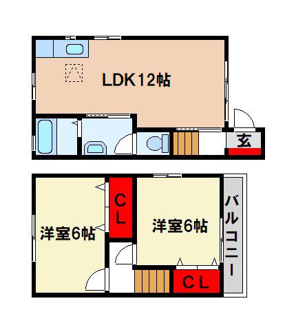 グランメゾン大佐野 六号館(2LDK/1階)の間取り写真
