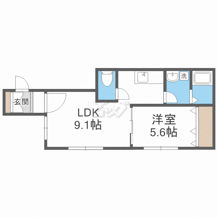 R-FREEジュアン(1LDK/1階)の間取り写真