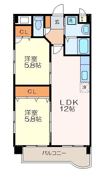 小芝ビル(2LDK/4階)の間取り写真