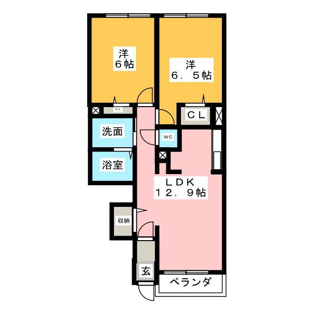 プラティエ(2LDK/1階)の間取り写真