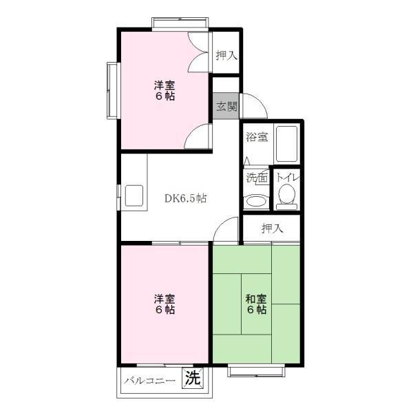 CITY NOVA A棟(3DK/1階)の間取り写真