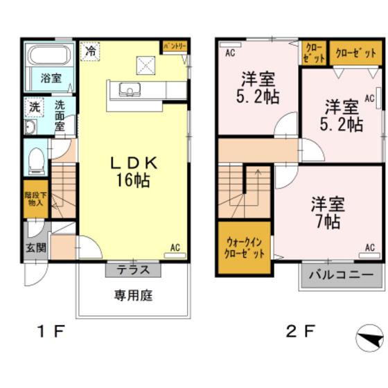 メゾンドヴェール(3LDK/1階)の間取り写真