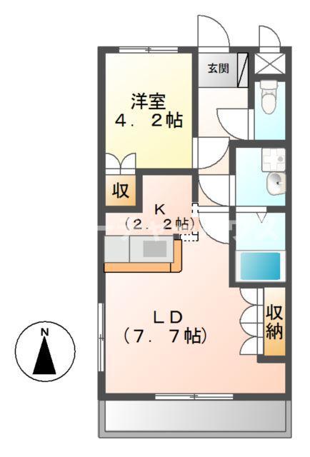 フォレスト ハウス(1LDK/1階)の間取り写真