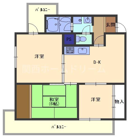 グランドール1番館(3DK/5階)の間取り写真
