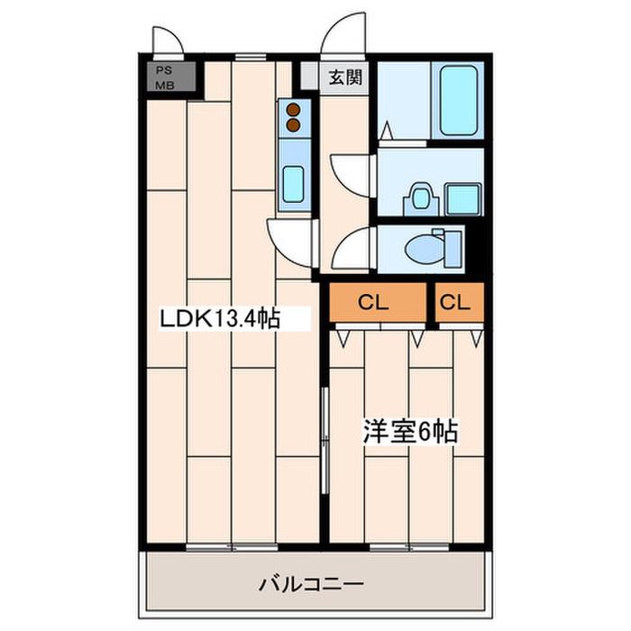 メーラ西鶴間III(1LDK/1階)の間取り写真