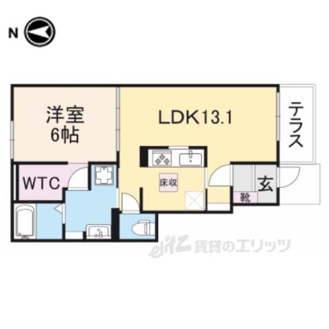 ラレース(1LDK/1階)の間取り写真