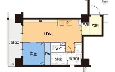IN SHAPE大濠(1LDK/4階)の間取り写真