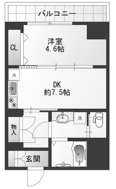 ドルミ錦糸町大興ビル(1DK/4階)の間取り写真