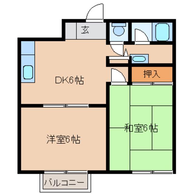 キャンバス早野・II(2DK/2階)の間取り写真