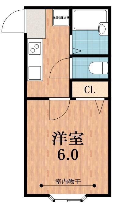 大道ハイツ(1K/2階)の間取り写真