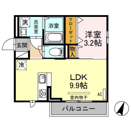 オリーブ II(1LDK/2階)の間取り写真
