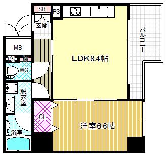 ES-GRANDE UMEDAKITA旧ALCEDAR COURT(1LDK/6階)の間取り写真