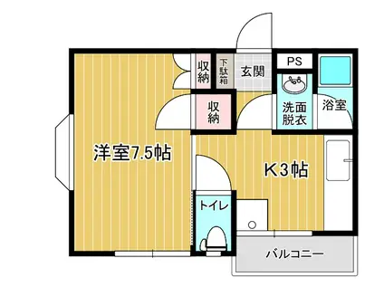 メゾンブランシェ(1K/1階)の間取り写真