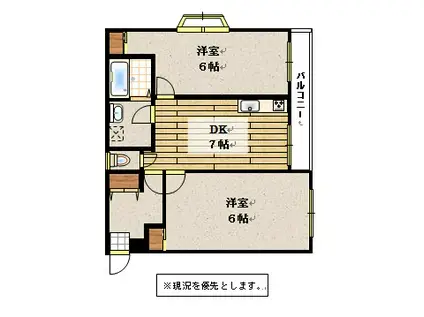 ピュアコートY&T(2DK/3階)の間取り写真