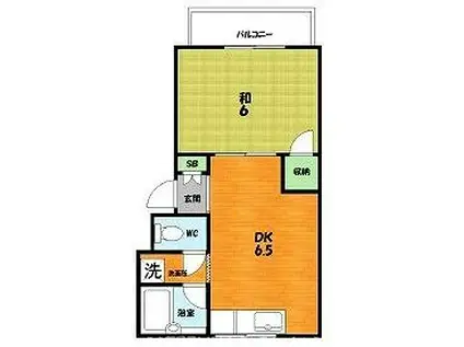 エムプラザ津田駅前5番館(1DK/2階)の間取り写真