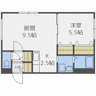 レストシティ琴似(1LDK/4階)の間取り写真