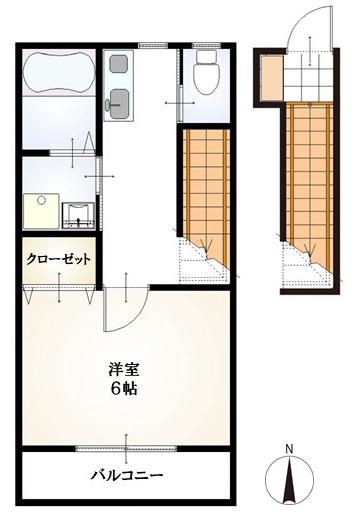 ソレアード・椿峰(1K/2階)の間取り写真