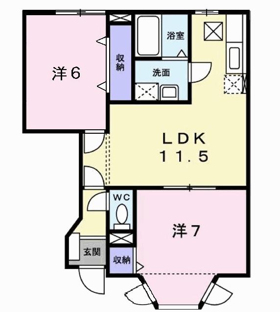 カーペンタ-II(2LDK/1階)の間取り写真