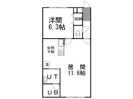 ブルックス2(1LDK/1階)の間取り写真