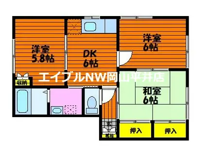 メゾン・マスカットB棟(3DK/2階)の間取り写真