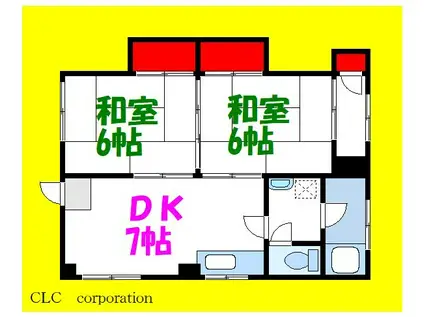 ハイネス藤澤(2DK/2階)の間取り写真