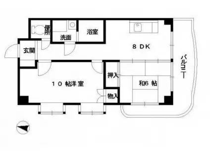 カーサフジタ(2DK/2階)の間取り写真