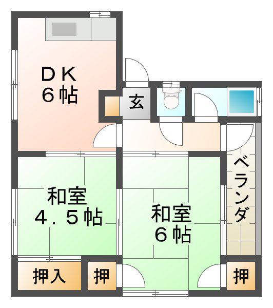 大塚マンション(2DK/4階)の間取り写真