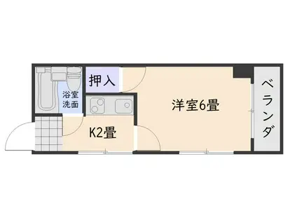 ひらたマンション(1K/2階)の間取り写真