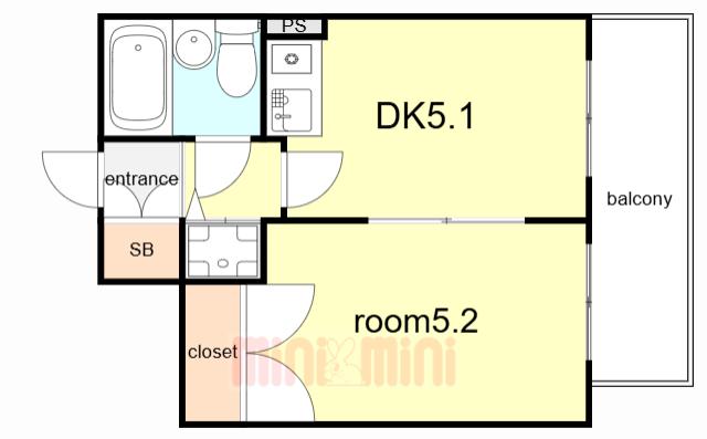 朝日プラザ兵庫大開通(1DK/9階)の間取り写真