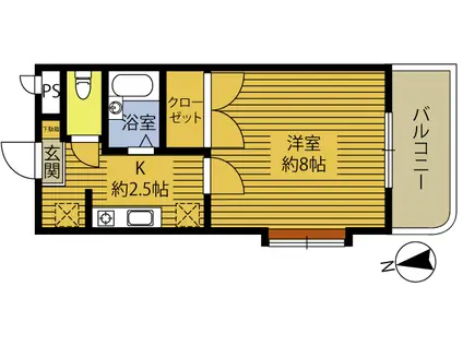 エスポアールゆきII(1K/4階)の間取り写真