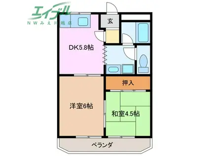 ストリートアート(2DK/4階)の間取り写真