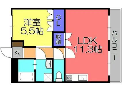 プロスパーK(1LDK/1階)の間取り写真