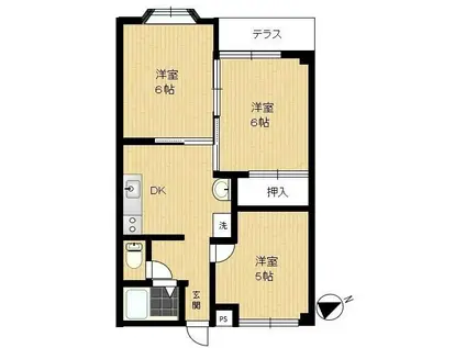 サンラインコーポ(3DK/1階)の間取り写真