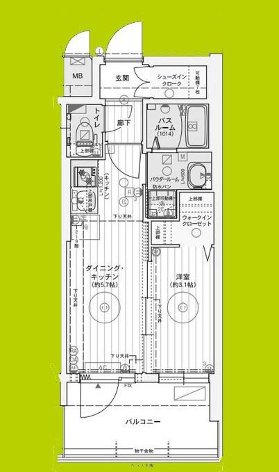 エステムコート大阪プリューム(1DK/3階)の間取り写真