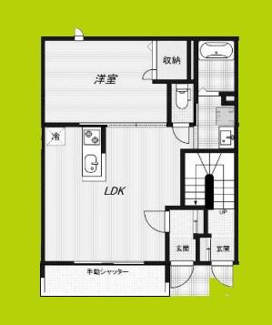 ルミエール・ソレール(1LDK/1階)の間取り写真