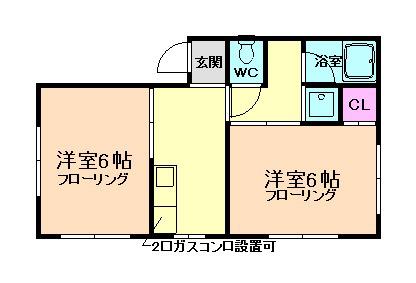 瀬川ハイツ(2DK/1階)の間取り写真