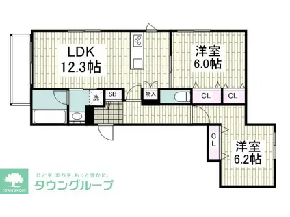カルメ二俣川(2LDK/1階)の間取り写真