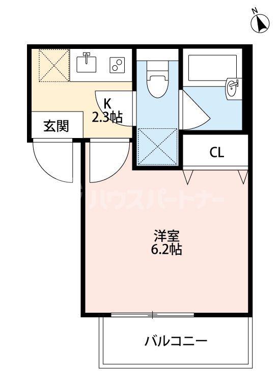 ラフラン新小岩(1K/2階)の間取り写真