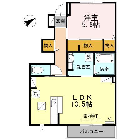 エスペランサ雅(1LDK/1階)の間取り写真